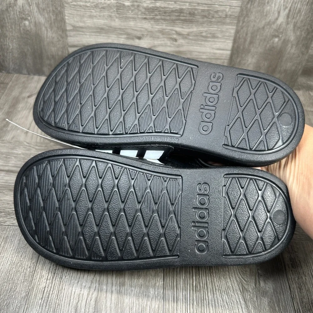 Adidas Adilette ESTRAP C‎ Kids Size 1 Black White Striped Backstrap NEW GZ5245